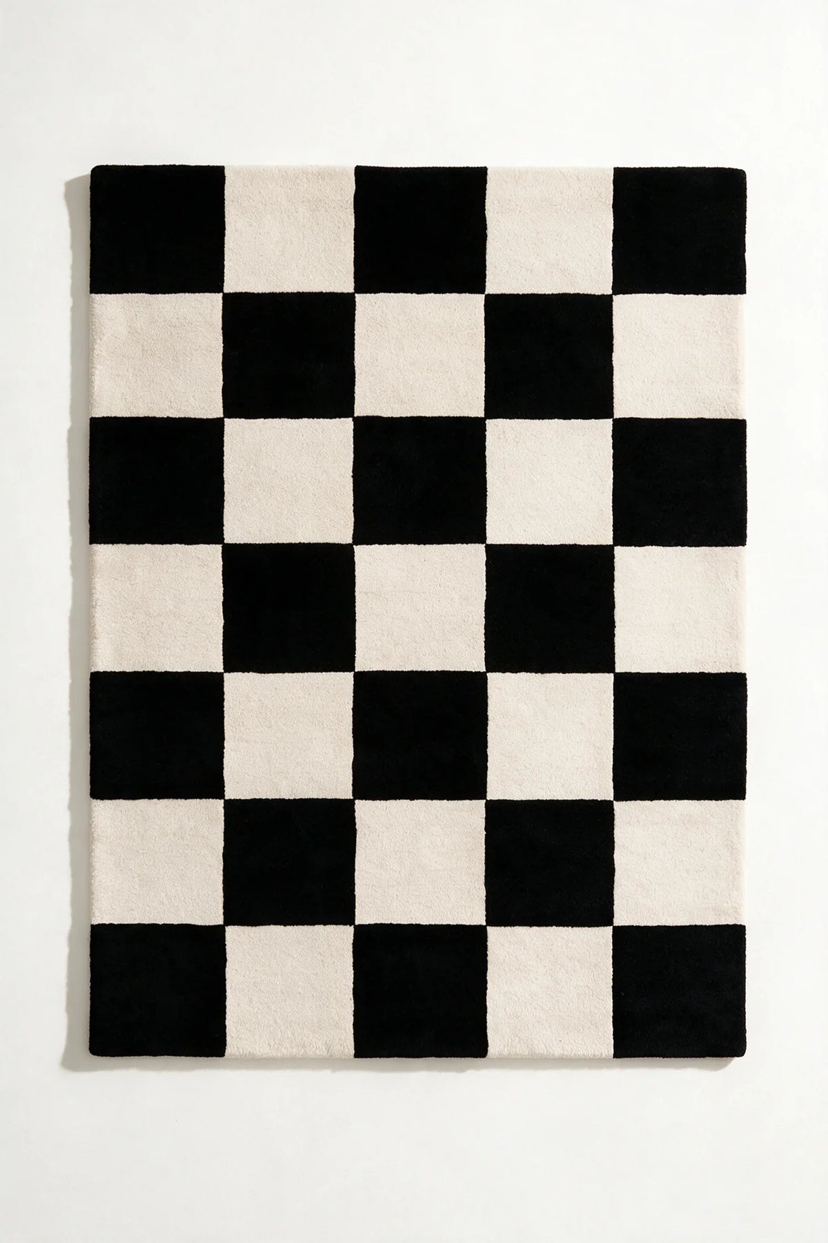 9x12 modern black and white checkered wool rug for living rooms, kitchens, or bedrooms