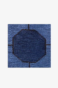 Blue Octagon Link Hand-Knotted Rug Swatch