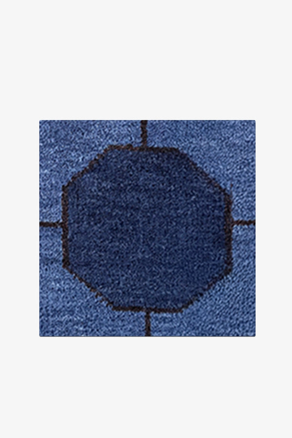 Blue Octagon Link Hand-Knotted Rug Swatch