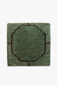 Green Octagon Link Hand-Knotted Rug Swatch