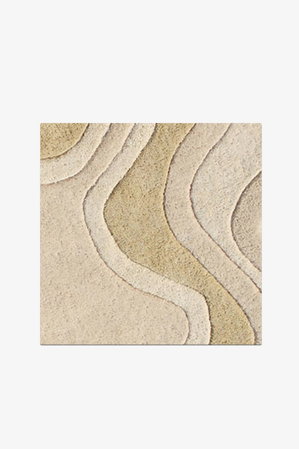 Tan Rolling Tides Hand-Tufted Rug Swatch