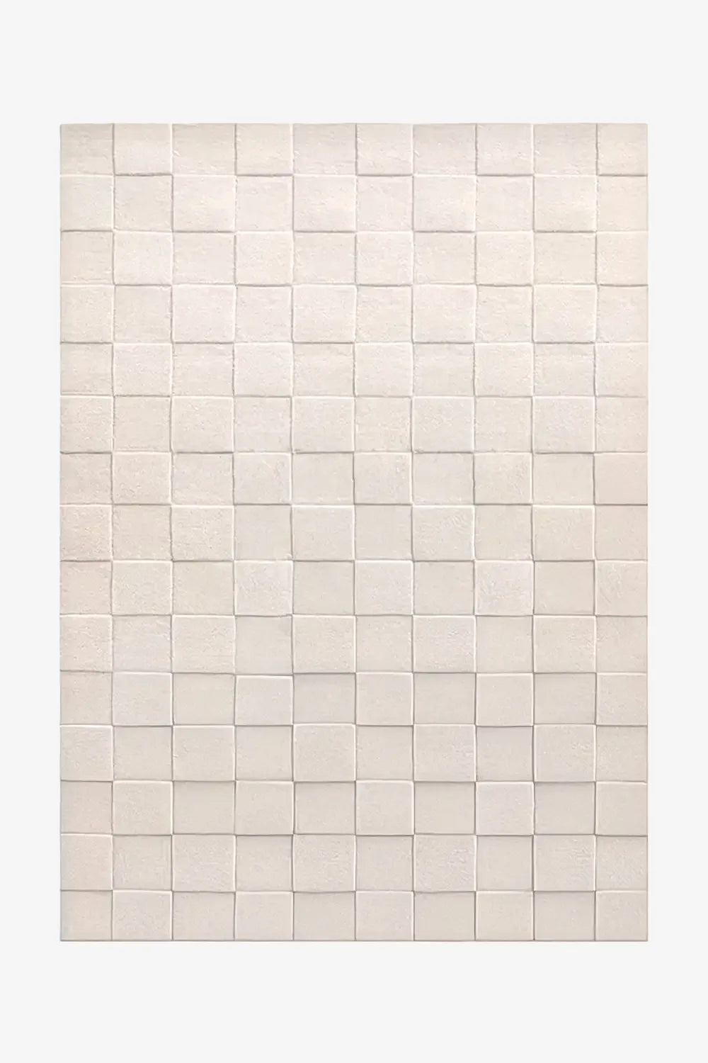 8x10 soft cream and beige checkered area rug, perfect for japandi living rooms and modern bedrooms