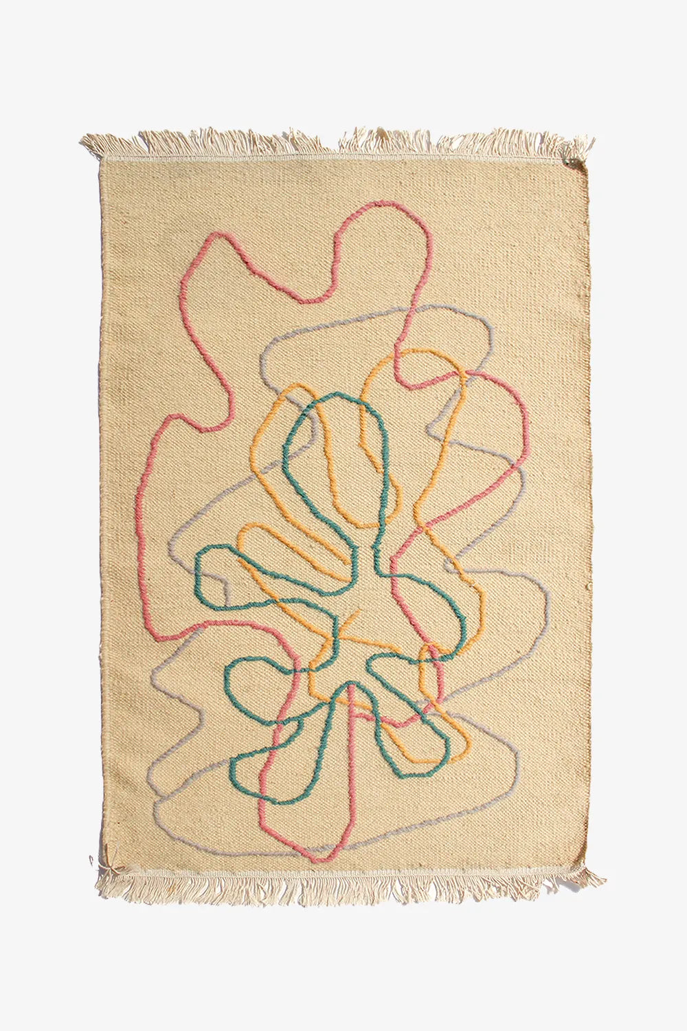 Squiggly Tan Woven Durrie Rug