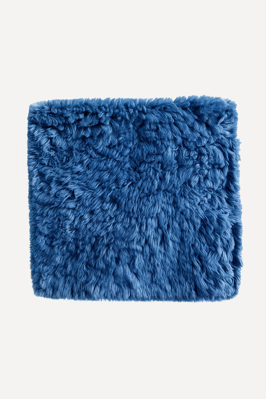 Blue Hand-Knotted Shag Rug Swatch