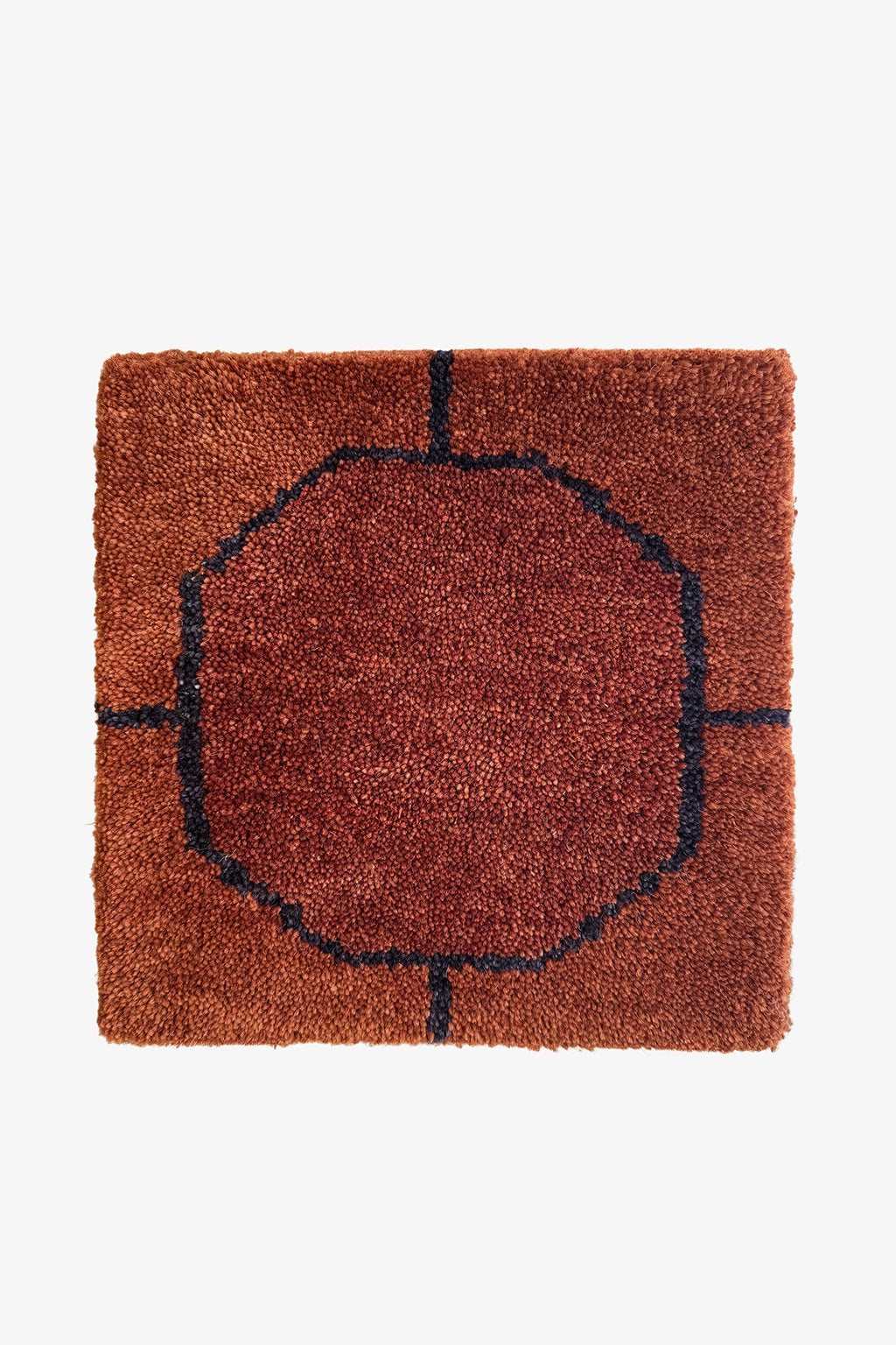 Brown Octagon Link Hand-Knotted Rug Swatch