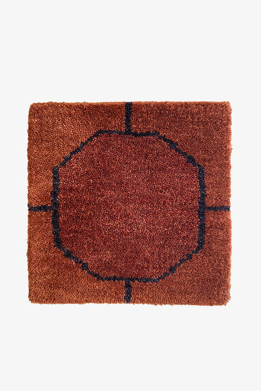 Brown Octagon Link Hand-Knotted Rug Swatch