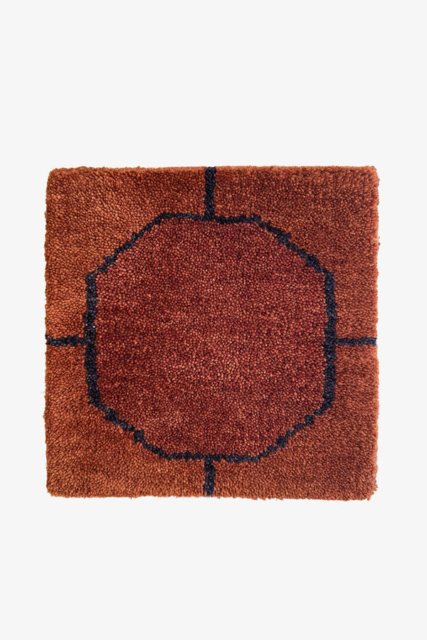 Brown Octagon Link Hand-Knotted Rug Swatch