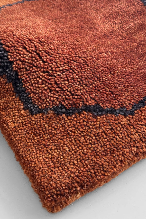 Brown Octagon Link Hand-Knotted Rug Swatch
