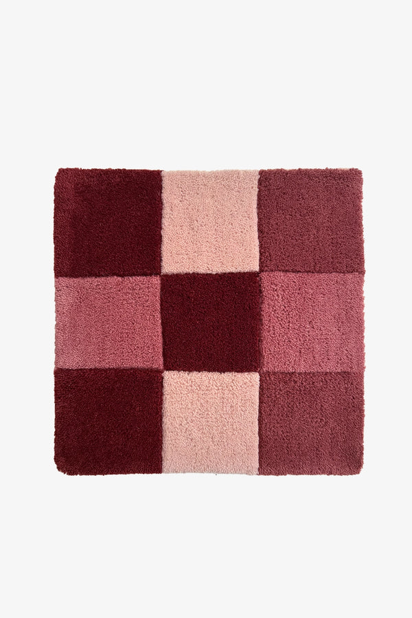 Burgundy Checkered Hand-Tufted Rug Swatch