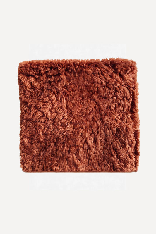 Burnt Orange Hand-Knotted Shag Rug Swatch