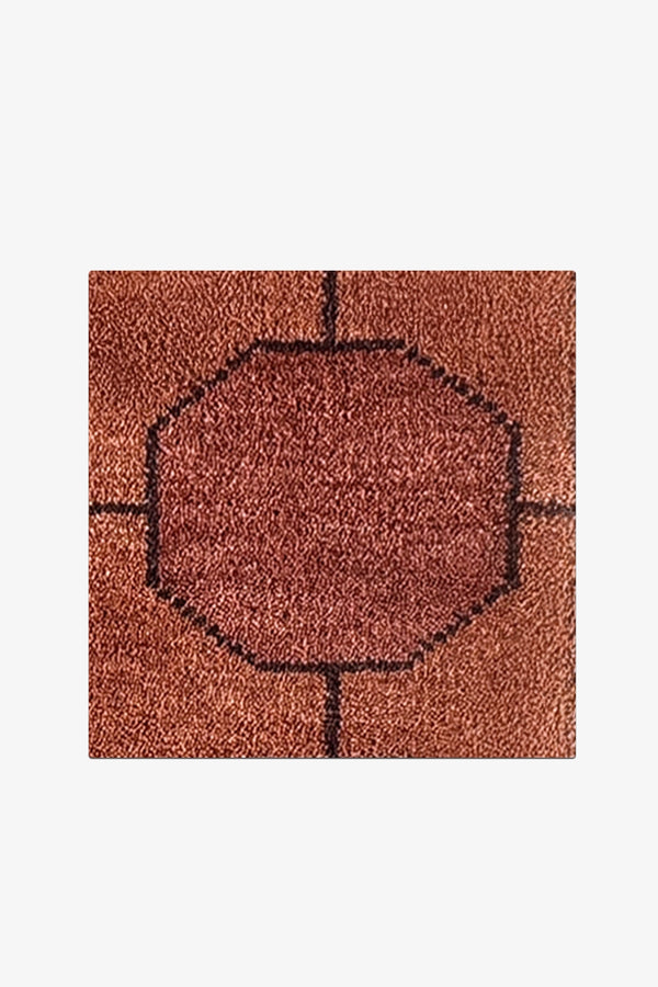 Chestnut Octagon Link Hand-Knotted Rug Swatch