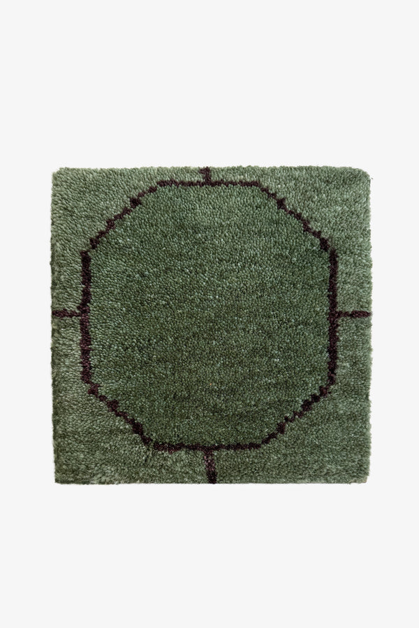 Green Octagon Link Hand-Knotted Rug Swatch
