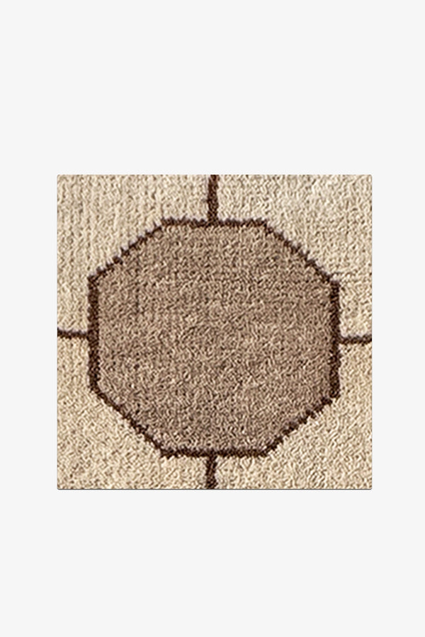 Ivory Octagon Link Hand-Knotted Rug Swatch