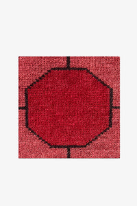 Red Octagon Link Hand-Knotted Rug Swatch