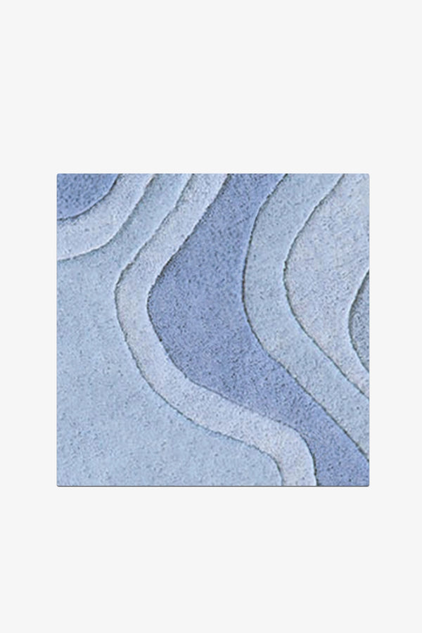 Blue Rolling Tides Hand-Tufted Rug Swatch