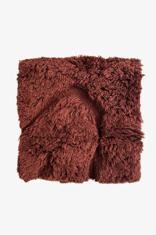 Brown Rolling Tides Hand-Knotted Shag Rug Swatch