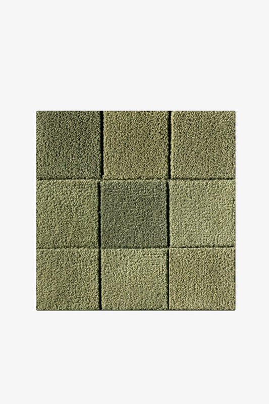 Soft Olive Checkered Rug Swatch