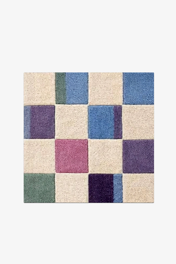 Watercolor Checkered Hand-Tufted Rug Swatch